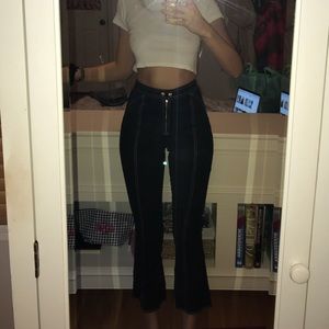 Tiger Mist XS Black Contrast Stitching Kick Flares